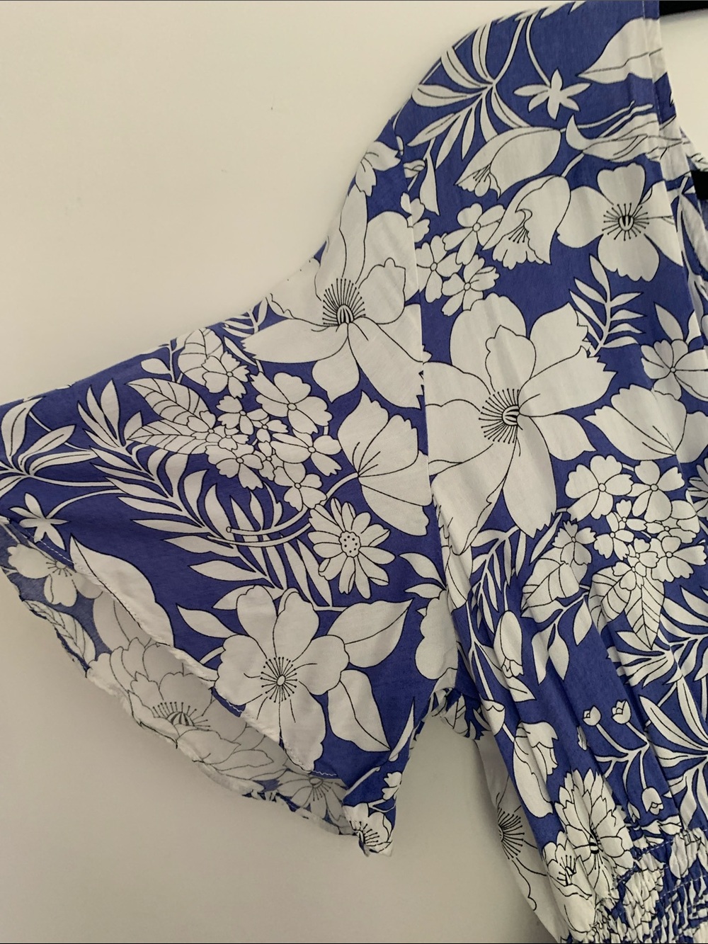 EUC KorMei Blue and White Floral High Low Maxi Dress with Smocked Waist XL - Picture 7 of 9